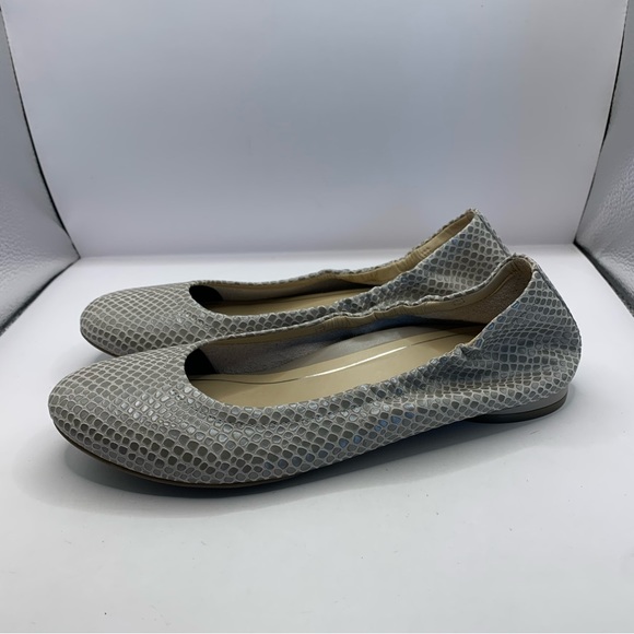 Vionic Womens Leather Ballet Flats - Alexa metallic silver Lizard embossed sz 7 - Picture 1 of 9